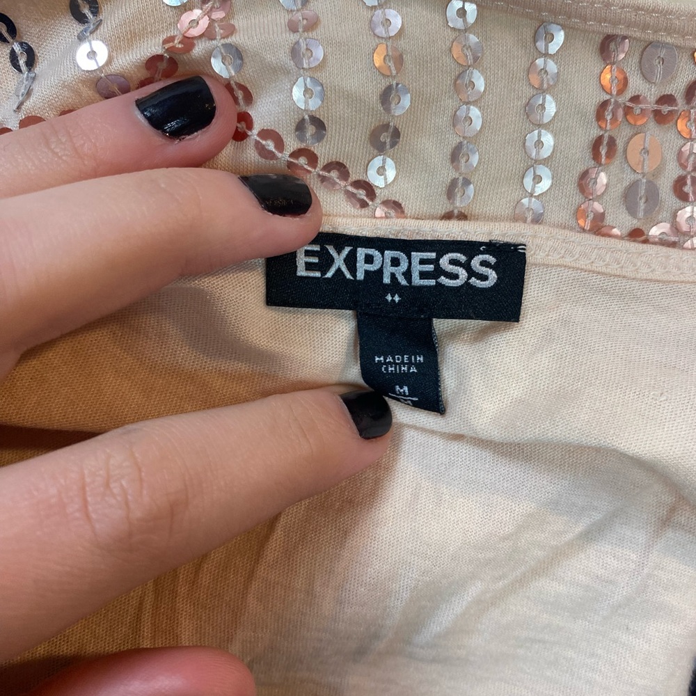 Light Pink Sequined EXPRESS Tank Top - Picture 3 of 6